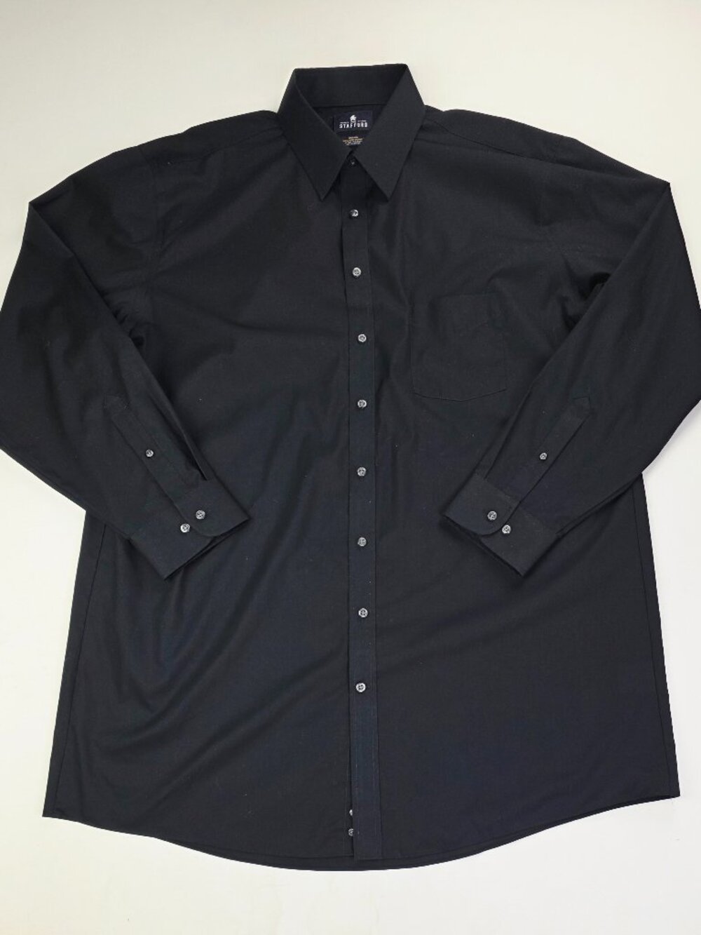Stafford X-Tall Fit Sz 18 36-37 Mens Black Travel Pocket Performance Super Shirt